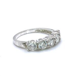 Exquisite 5 Stones Cubic Zirconia Sterling Silver Ring | Size 5